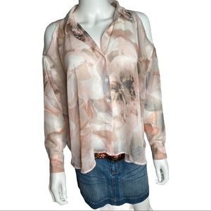 Off shoulder blouse floral chiffon size Medium